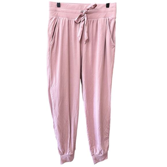 Victoria Secret Women’s Sweatpants Pjs Ribbed High Waisted Pink Bow Size Medium - Picture 1 of 8